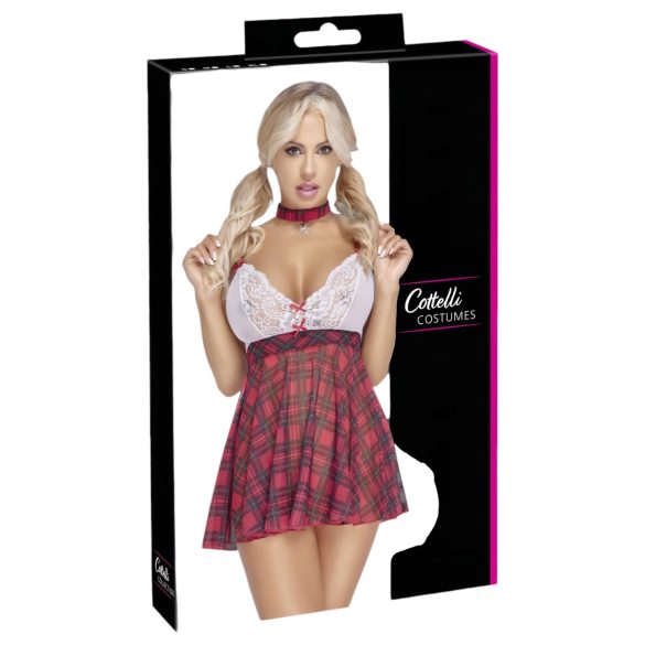 Cottelli - koolitüdruku kostüüm (punane-valge) - XL