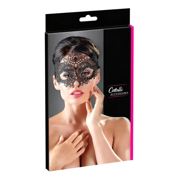 Cottelli - Tikanditega, pitsiefektiga mask (must)