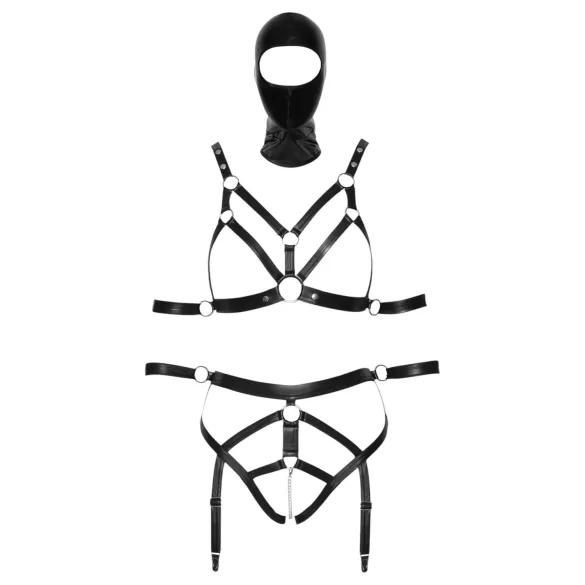 Bad Kitty - kehastrapide komplekt ja mask - must