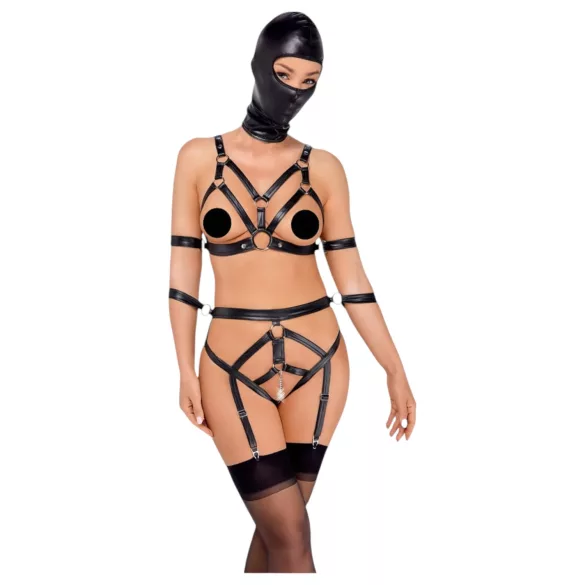 Bad Kitty - kehastrapide komplekt ja mask - must - S