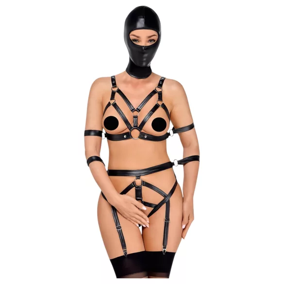 Bad Kitty - kehastrapide komplekt ja mask - must - S