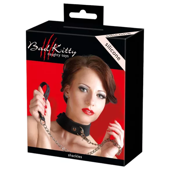 Bad Kitty - silikoon kaelarihm ja jalutusrihm - must