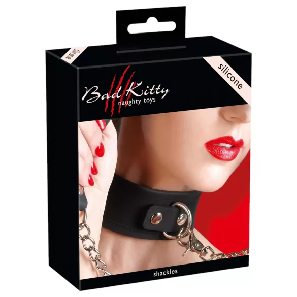 Bad Kitty - silikoon kaelarihm ja jalutusrihm - must
