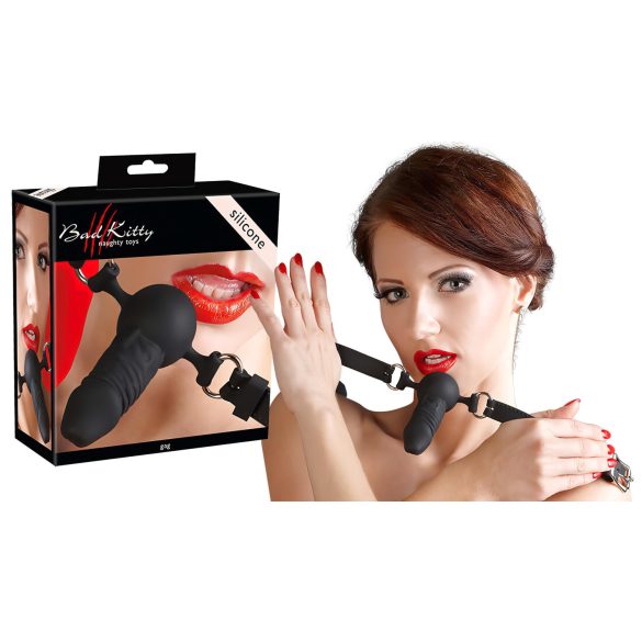 Bad Kitty - silikoonist suu gag väike dildo (must)