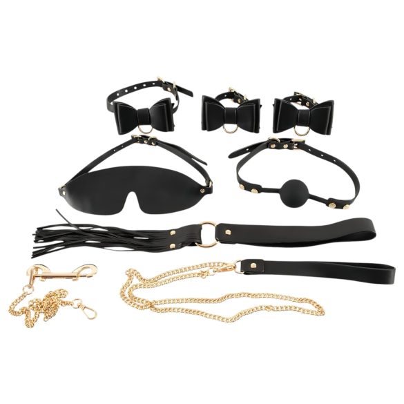 Bad Kitty - 7-osaline sidumiskomplekt kotis (must-kuldne)