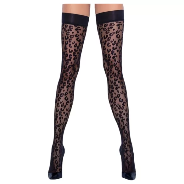 Cottelli Legwear - leopardimustriga sukk - must - 3