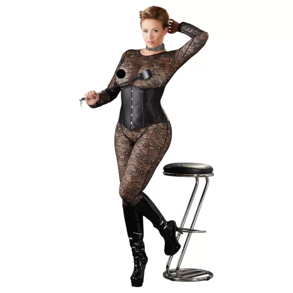 Cottelli Plus Size - satiinist korsett - must