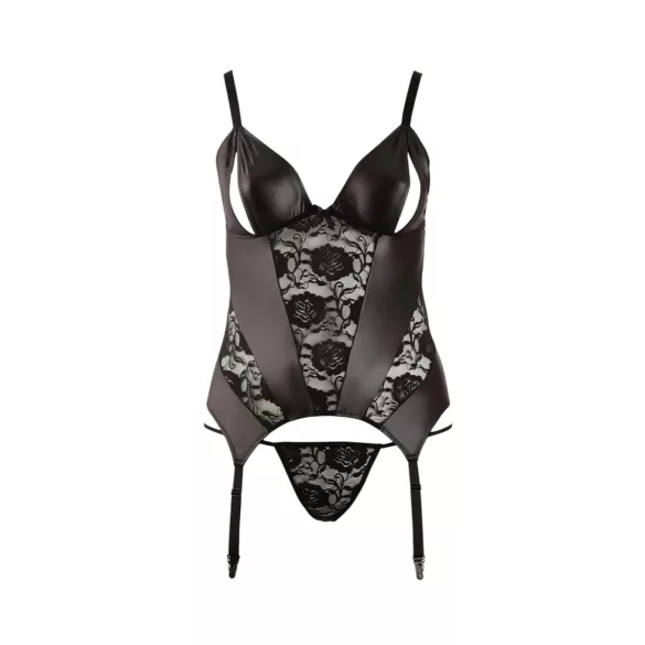 Cottelli - naiste pluus suures suuruses - lilleline muster - must - XXXL