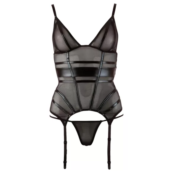 Cottelli - naiste läbipaistev topp - läikivad triibud - must - XL