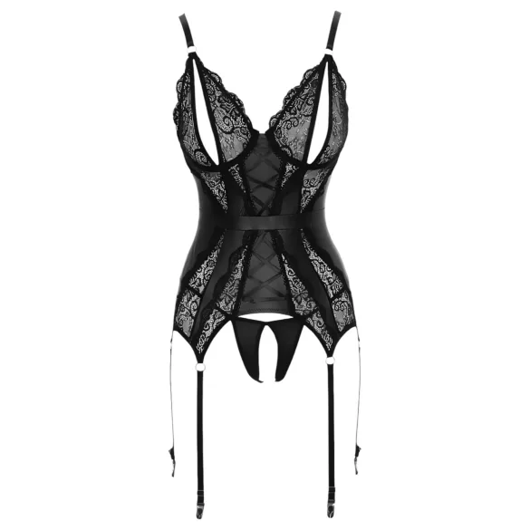 Cottelli - avatud pitsist pluus ja stringid - must - XL