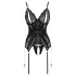 Cottelli - avatud pitsist pluus ja stringid - must - XL