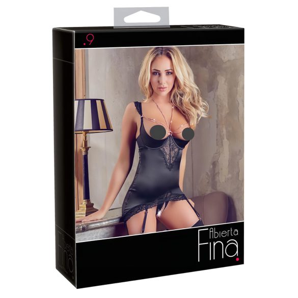 Abierta Fina - sädelev kettvõrgu top ja stringid (must) - 85C/XL