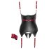 Cottelli Bondage - Läikiv, rinna tõstev kaelarihmega topp (must) - XL