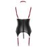 Cottelli Bondage - Läikiv, rinna tõstev kaelarihmega topp (must) - XL