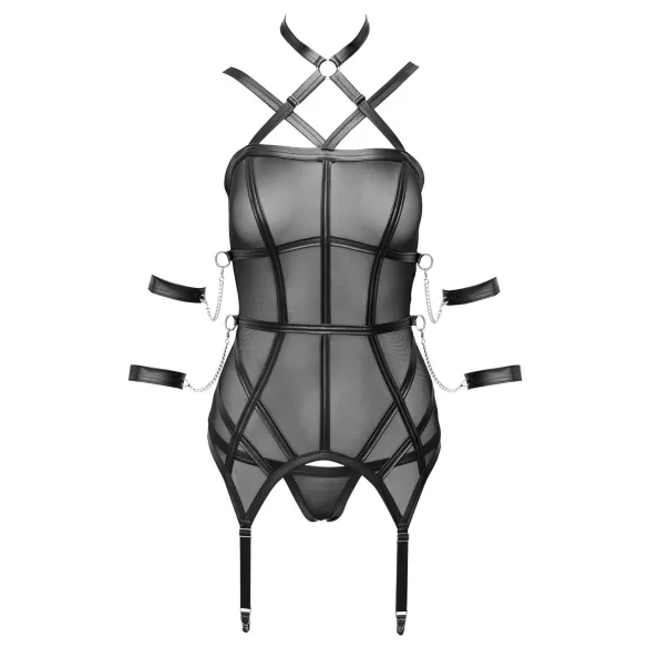 Cottelli Bondage - rihmavest, käerauad ja stringid (must) - M