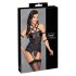 Cottelli Bondage - rihmadega top, käeraudu ja stringid (must) - L