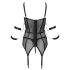 Cottelli Bondage - rihmadega top, käeraudu ja stringid (must) - L