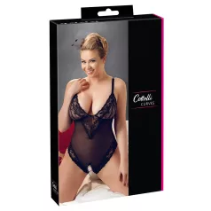 Cottelli Plus Size - pitsist bodi - must - XXXL