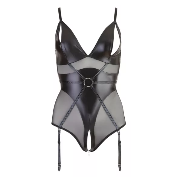 Cottelli Bondage - läikiv keha bondage-käeraudadega - must