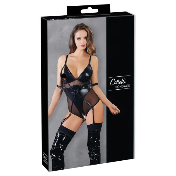 Cottelli Bondage - läikiv kehavõru käerauaga (must) - XL