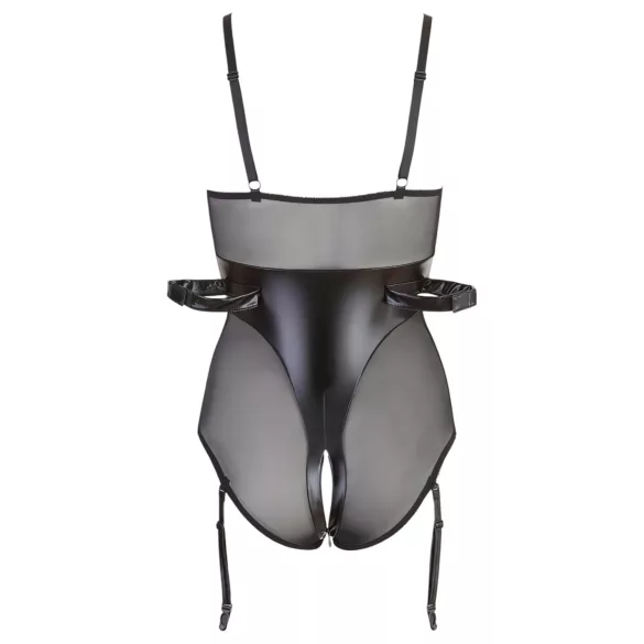 Cottelli Bondage - läikiv keha bondage-käeraudadega - must - XL