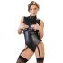 Cottelli Bondage - varrukateta läikiv body ja käeraud (must) - M