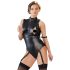Cottelli Bondage - varrukateta läikiv body ja käeraud (must) - XL