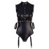Cottelli Bondage - varrukateta läikiv body ja käeraud (must) - XL