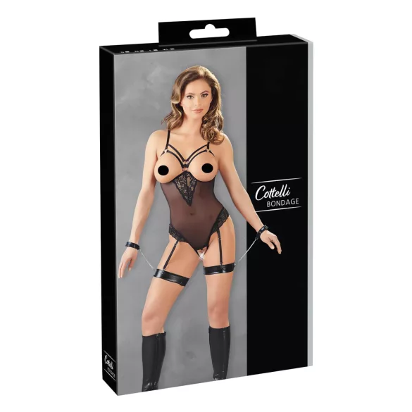 Cottelli Bondage - kehavöö ja käeraudadega keha bondage pesu - must - L