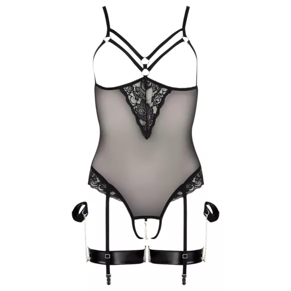 Cottelli Bondage - kehavöö ja käeraudadega keha bondage pesu - must - XL