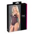 Cottelli - pitsiline, pärlitega avatud body (must) - XL
