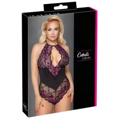   Cottelli Plus Size - naiste bodi - lillemuster - must-lilla - 3XL