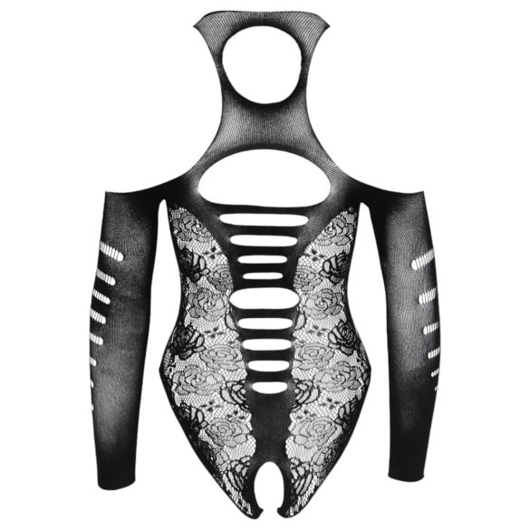 NO:XQSE - pitsist keha, pikkade varrukatega, lipsuga - must (S-L)