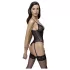 Cottelli - avatud pitsist body sukahoidjaga must