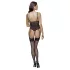 Cottelli - avatud pitsist body sukahoidjaga must - M