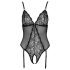 Cottelli - sukahoidjaga pitsiline avatud body (must) - M