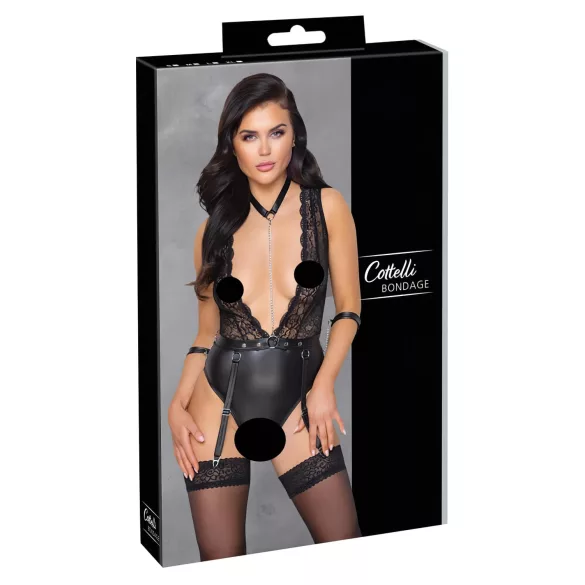 Cottelli Bondage - pitsist kaelapaelaga bodi - must - XL