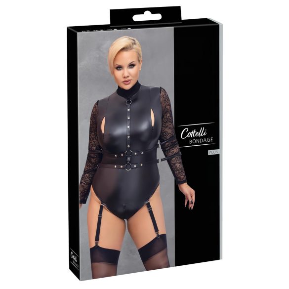 Cottelli Bondage Plussis - pitskäistega body (must)