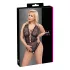 Cottelli Curves Plus Size - läbipaistev mustriga bodi - must - suured suurused - 90D/XL