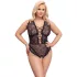 Cottelli Curves Plus Size - läbipaistev mustriga bodi - must - suured suurused - 90D/XL