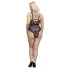 Cottelli Curves Plus Size - läbipaistev mustriga bodi - must - suured suurused - 90D/XL