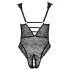Cottelli Curves Plus Size - läbipaistev mustriga bodi - must - suured suurused - 90D/XL