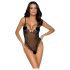Cottelli - tikitud avatud pitsist body (must-lilla) - L