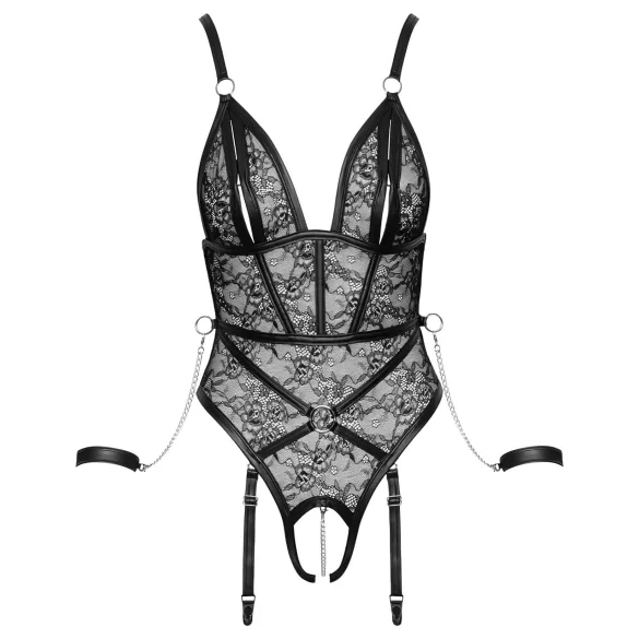 Cottelli Bondage - avatud keha bondagebodji käeraudadega must