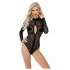 Noir - leopardimustriga, pikkade varrukatega body (must) - M