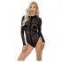 Noir - leopardimustriga, pikkade varrukatega body (must) - M