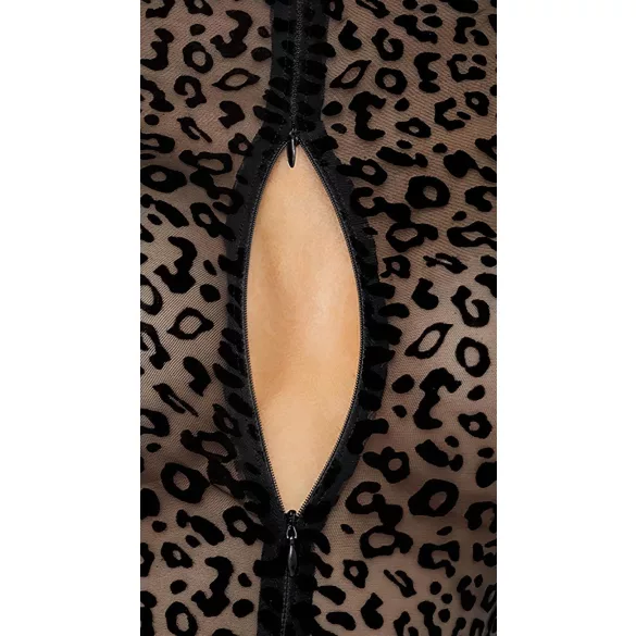 Noir - leopardimustriga, pikkade varrukatega body (must) - M