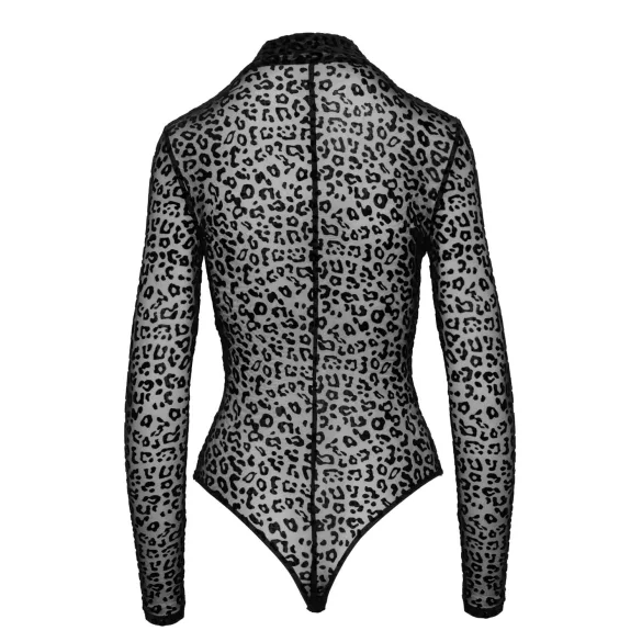 Noir - leopardimustriga, pikkade varrukatega body (must) - M
