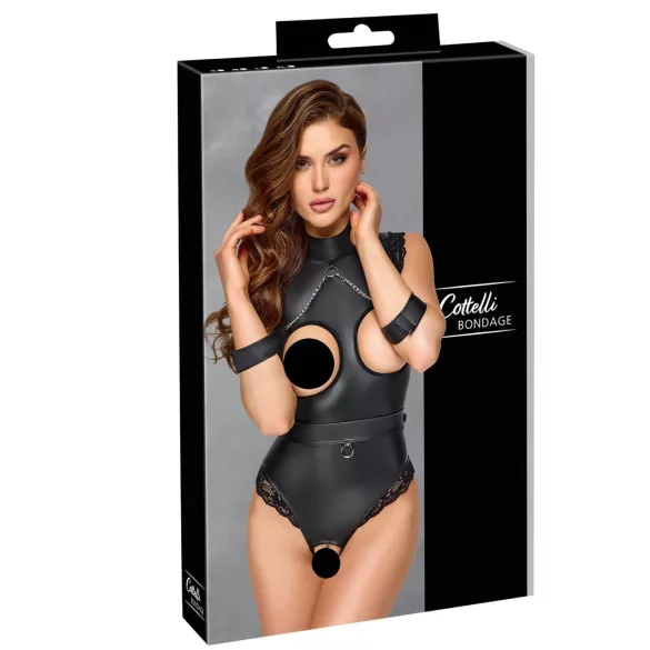 Cottelli Bondage - avatud rinnahoidjaga bodi - must - M