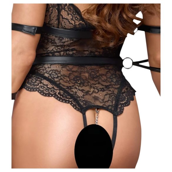 Cottelli Bondage - avatud pitsist body - must - M